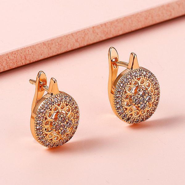 

stud ins simple metal hollow earrings for women temperament zircon geometric wedding jewelry accessories, Golden;silver