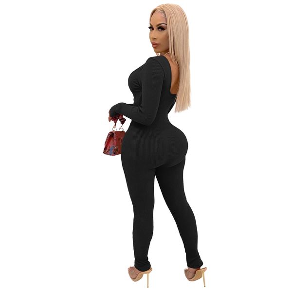 

jumpsuit cut out waist pleated long sleeve jumpsuit women autumn club party one piece overall romper 2021, Gray