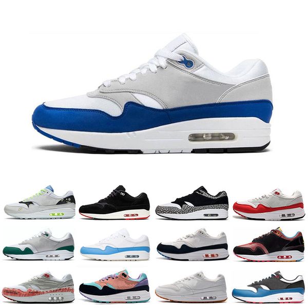 

1s men women running shoes 1 anniversary royal patch parra black elephant 87 work blue split mens trainers sneakers sports shoes 36-45