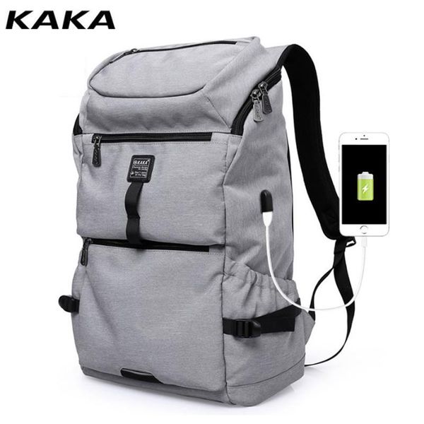 

backpack large capacity 15.6 inch lapbag men usb charging black school bags mochila masculina d011