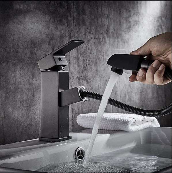

bathroom sink faucets brass and cold orb finish pull out basin faucet tap with shower head style