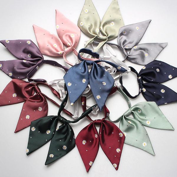 

bow ties dasiy pattern bowtie for women student uniform collar bowknot shirt neck wear gravatas cravat, Black;gray
