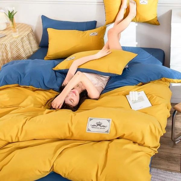 

bedding sets kotudenavy nordic double color set single duver cover 240x220 bed sheet linen pillowcase gray pink quilt covers