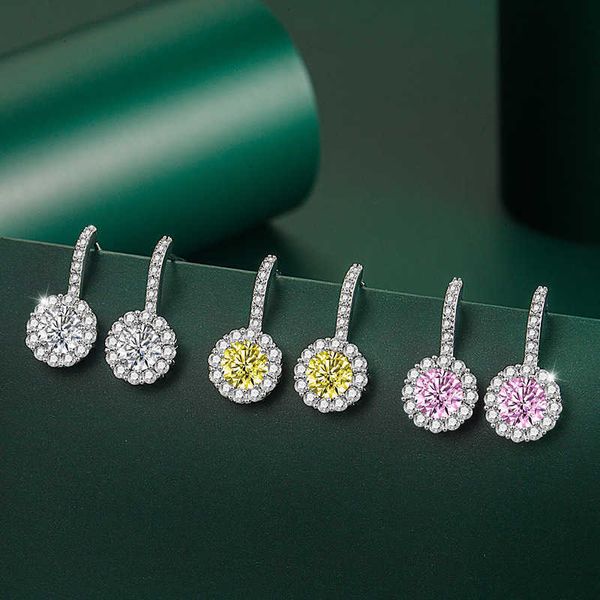 

mosangshi s925 silver needle earrings round package 1 carat earrings gift accessories, Golden;silver