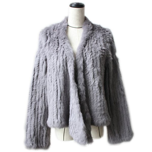 Inverno Autunno Donna Vera Pelliccia Cappotto Femminile Coniglio Lavorato A Maglia Cappotti Giacca Casual Spessa Calda Moda Sottile Cappotto Abbigliamento 211018