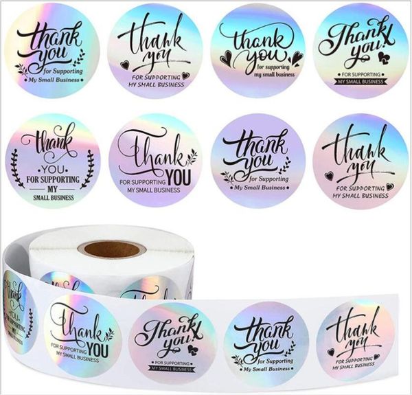 

gift wrap 500pcs laser round thank you for supporting my small business sticker seal label decoration packaging stickers