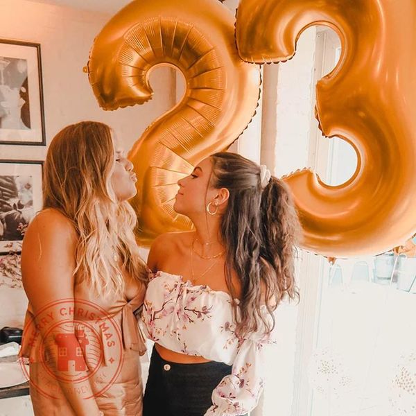 

party decoration 40inch number aluminum foil balloon baby birthday inflatable helium balloons children room layout mirror gold silver ball d
