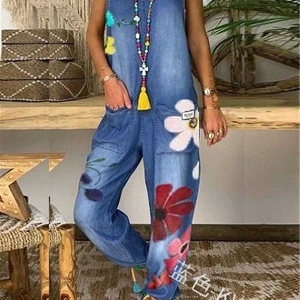 

2021 new print large fashion trend denim suspenders women, Gray;blue