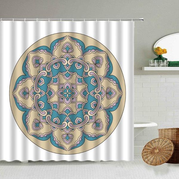 

shower curtains bohemian ethnic pattern curtain white background round shape bathroom waterproof polyester home wall decoration