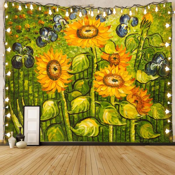 

tapestries sunflower tapestry floral cartoon wall hanging decor for home 150x130cm