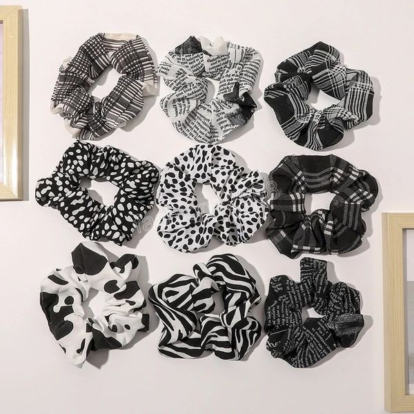 

vintage leopard scrunchies zebra pattern hair rope women girls dot ponytail holder elastic hair band hair accessories, Pink