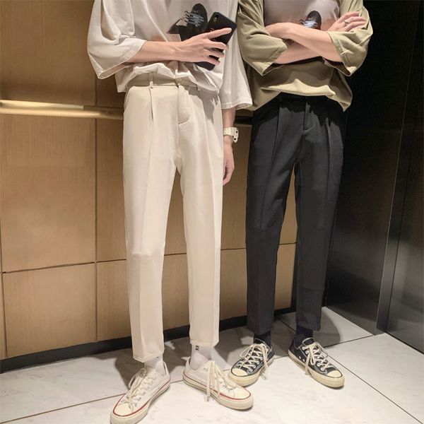 

men's pants informal business pants, formal straight tight, social silk, black / beige, s-2xl, 2021