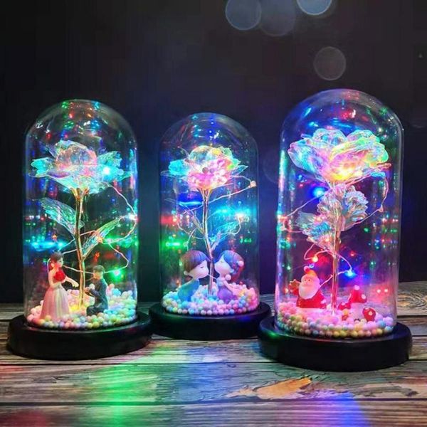 

decorative flowers & wreaths led lamp glass cover rose flower micro landscape light christmas gift stable durable for home