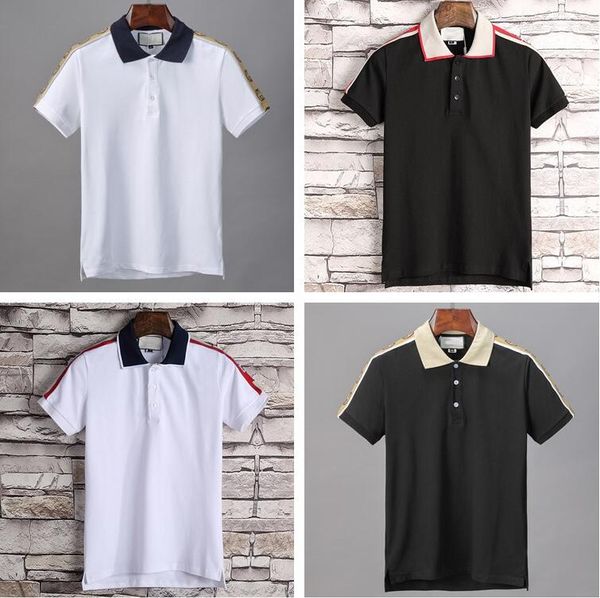 

2021 italian brand t-shirt designer spring summer lapel short-sleeved solid color letter printing fashion casual letter printing shirt, White;black