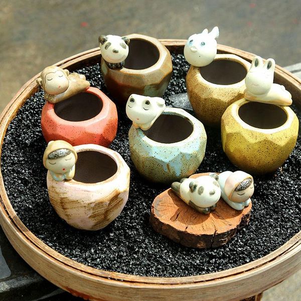 

planters & pots cartoon cute animal succulent ceramic flower pot desksquare container unique design green planting home decor gardening