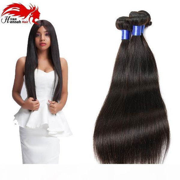 

unprocessed peruvian virgin hair straight 3 bundles hannah hair virgin straight weave 100% human peruvian hair extension, Black