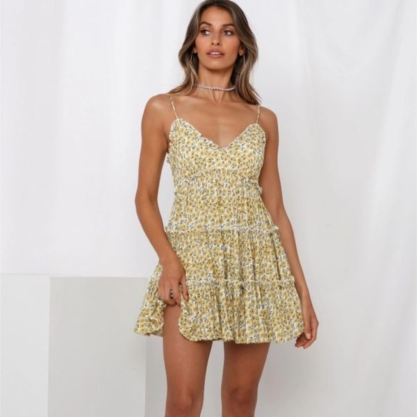 

2021 cool summer drawstring print dress beach holiday skirt, Black;gray