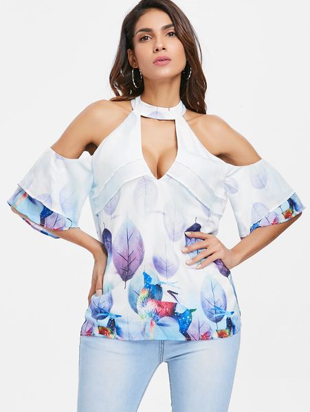 

tuhao cabresto printout sheet off the female shoulder t-shirt v deep ladies outerwear ta9645 w9u2, White;black