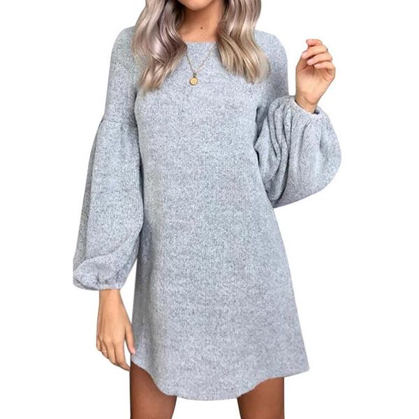 

casual dresses women knitted dress 2021 winter elegant mini solid loose long sleeve autumn vintage female vestidos feminino, Black;gray