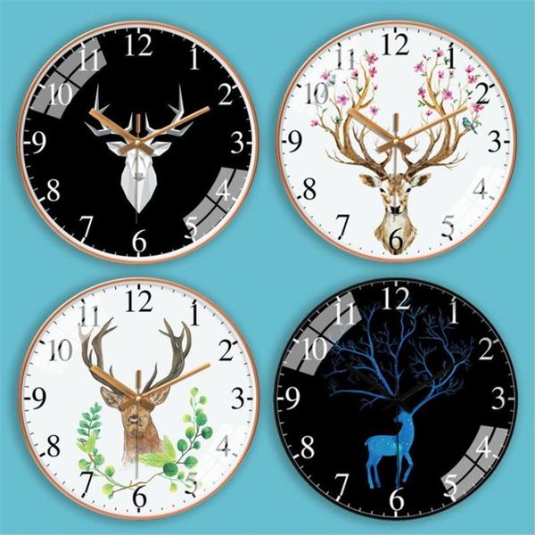

wall clocks 12 inch clock deer mori nordic study living room bedroom mute modern design quartz home decor hanging