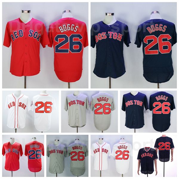 

retire baseball 26 wade boggs vintage jersey stitched pullover flexbase cool base navy blue white red grey beige retro 1914 1936 1936 1967, Blue;black
