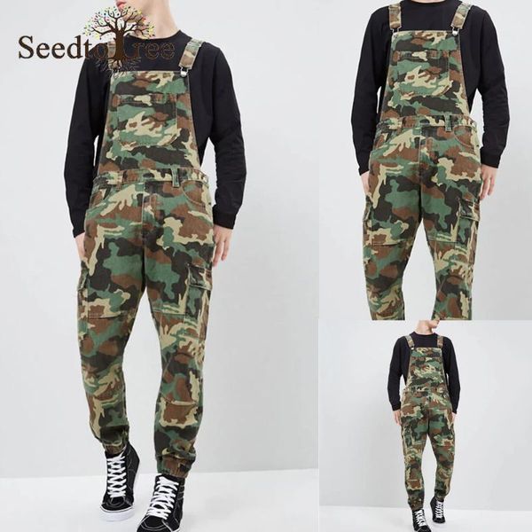 

men's pants overalls camouflage slim fit casual, Black