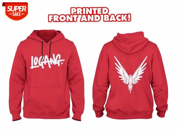 

new winter sweatshirts men logang hoodie printed front and back with eagle jake & paul & logan cotton fleece hoodie sweatshirt #9u97, Black