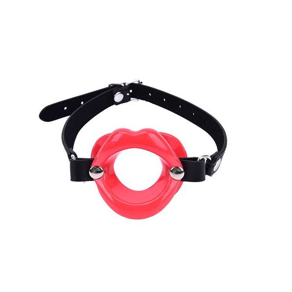 Restrizioni BDSM Fetish Pelle Labbra di gomma O Ring Bocca aperta Gag Bondage Giocattolo erotico per le donne Coppia Nuovi giocattoli adulti del sesso P0816