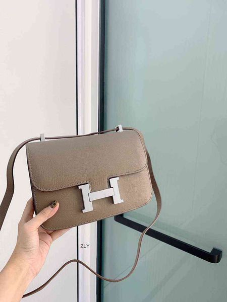 

h stewardess kangkang xiaofang tofu fashion leisure mini cow leather handmade honey wax line one shoulder slant across women's bag