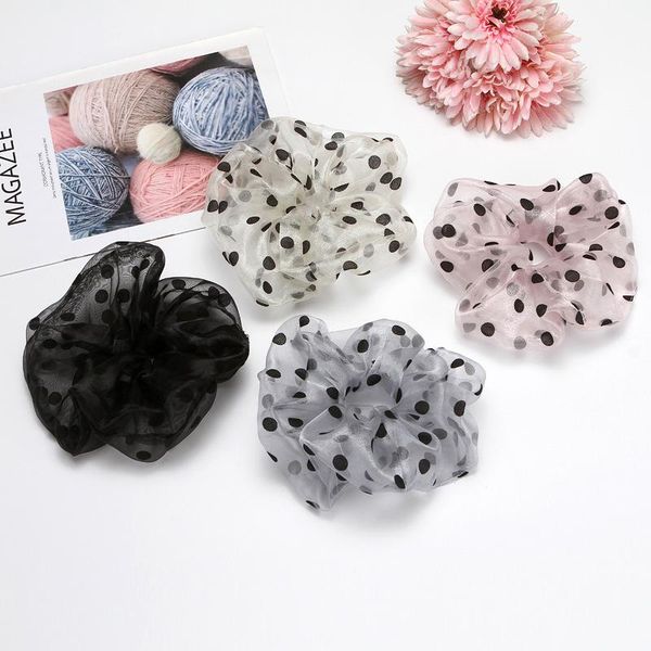 

hair accessories 1pc 2021 korea spring fashion big organza retro polka dots bands scrunchy women ponytail holder