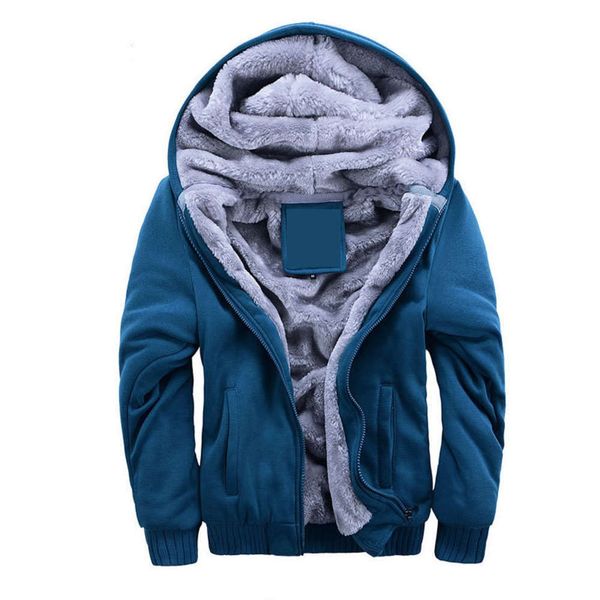 

winter men's thickened coat hooded baseball suit in sports casual sweater plush color blue sweatshirts hoodies for men ing, Black