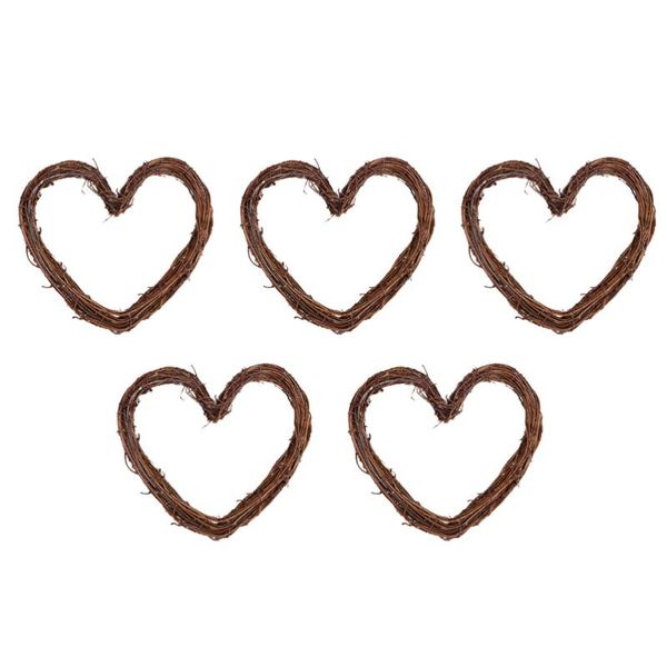 

decorative flowers & wreaths 5pcs heart shaped rattan wreath love shape adornments xmas pendants