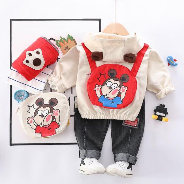 

clothing sets 2021 children's spring boys and girls clothes cartoon jacket hoodie t-shirt pants pack 4/set of baby fashion suit, White