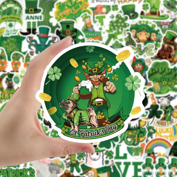 50 Stück/Set Poster, klein, wasserdicht, Skateboard-Aufkleber, Irland, St. Patrick's Day, Graffiti für Notebook, Laptop, Flasche, Helm, Autoaufkleber, PVC-Gitarrenaufkleber