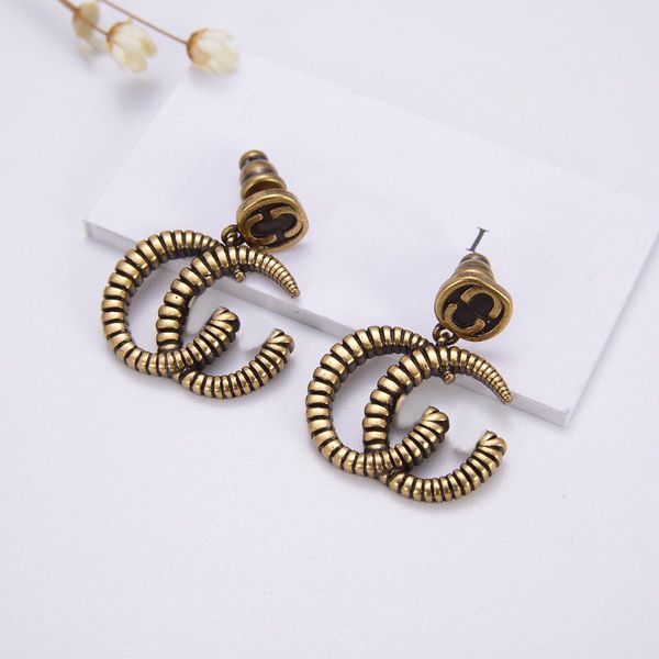 

70% off g new brass double g letter diamond earrings for women, Golden;silver
