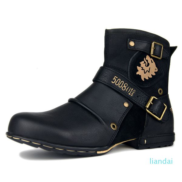 Sapatos de vestido botas de moto botas zíper couro casual punk tornozelo uniforme militar cowboy high-top respirável homens legal h3r4