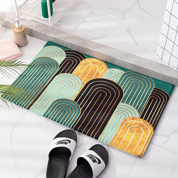 

gold emerald green luxury bath mat fluffy foot mat decoration bath washable carpet tapis salle de bain bathroom amenities eh50ba