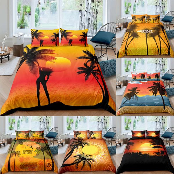 

coconut at dusk bedding set  3d cute printed duvet cover bedcloth 2/3pcs home textil luxury bedspread