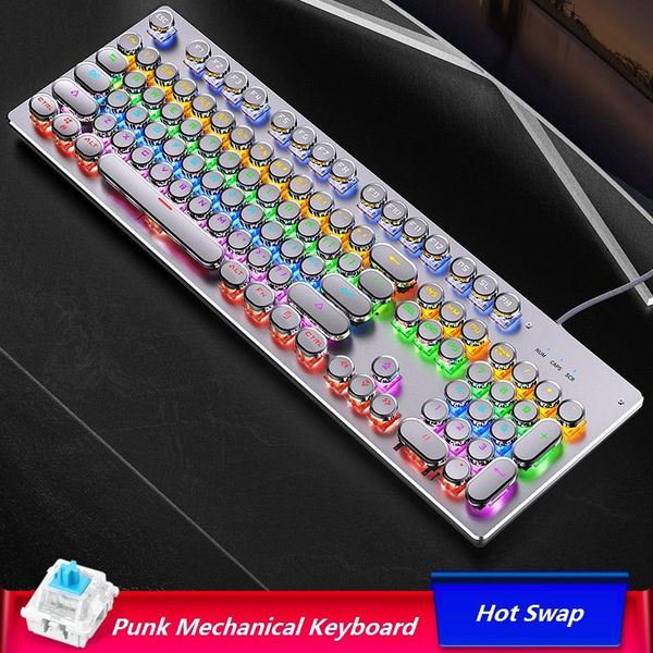 

keyboards 104 keys gaming keyboard retro punk keycaps rgb backlit mechanical switch for gamer notebook deskpc