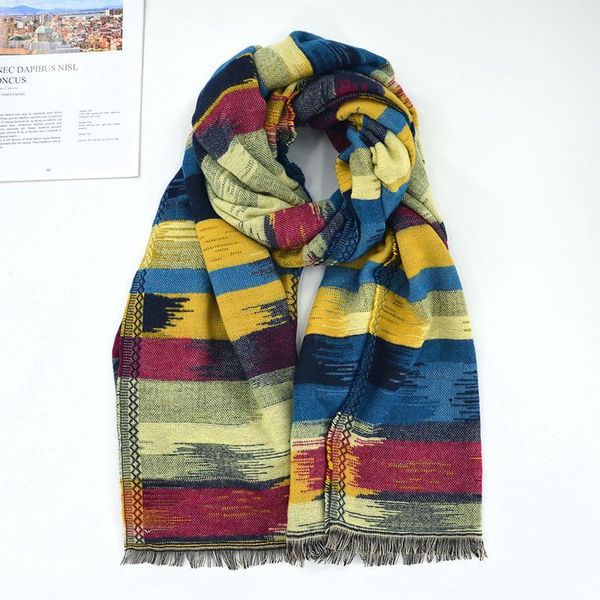 

scarves vintage plaid scarf cashmere like rainbow tassels winter beach outing knitted warm bicycle simple shawls handkerchief, Blue;gray