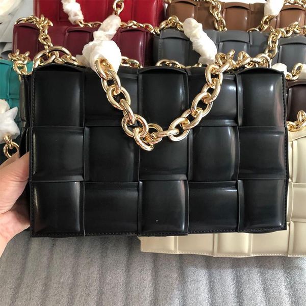 

female women chain lady leather ins bag luxury purse bag trend shoulder designer plaid metal pu thick and handbag messenger jxdiw