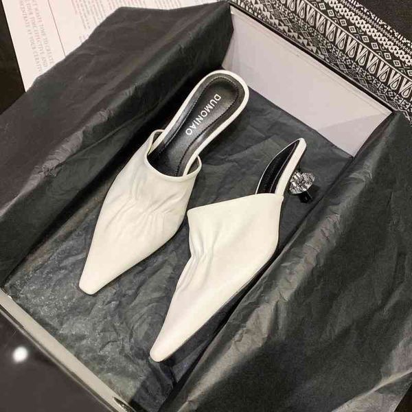 

high heels casual sandals shoes women's shoes 2022 spring pointed thin heel's are comfortable and versatile, baotou semi, Black