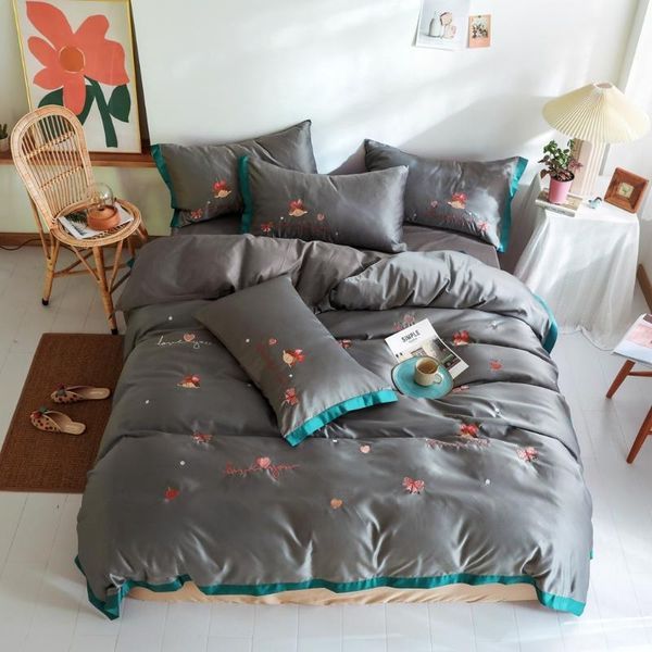 

bedding sets michiko home textile cartoon simple style quilt cover bed sheet pillowcase solid color soft cotton double four piece set