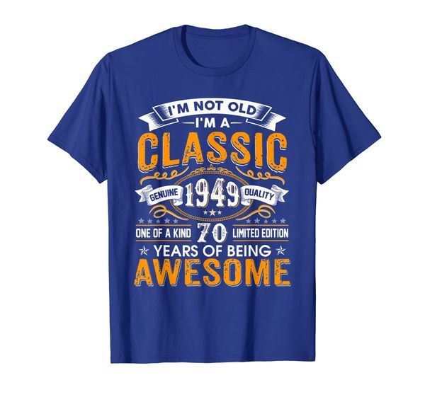 

1949 vintage funny 70th birthday gift t shirt, White;black