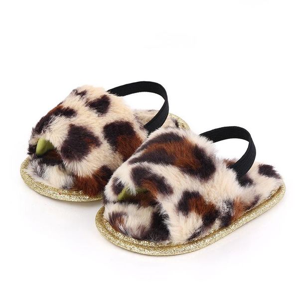 

first walkers toddler baby girls plush sandals soft sole faux fur flats prewalker slippers with elastic back strap indoor outdoor home shoes
