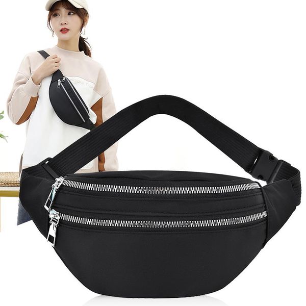 

women ladies female waist pack zipper adjustable belt solid mini shoulder bag crossbody bag sports travel cycling casual bag