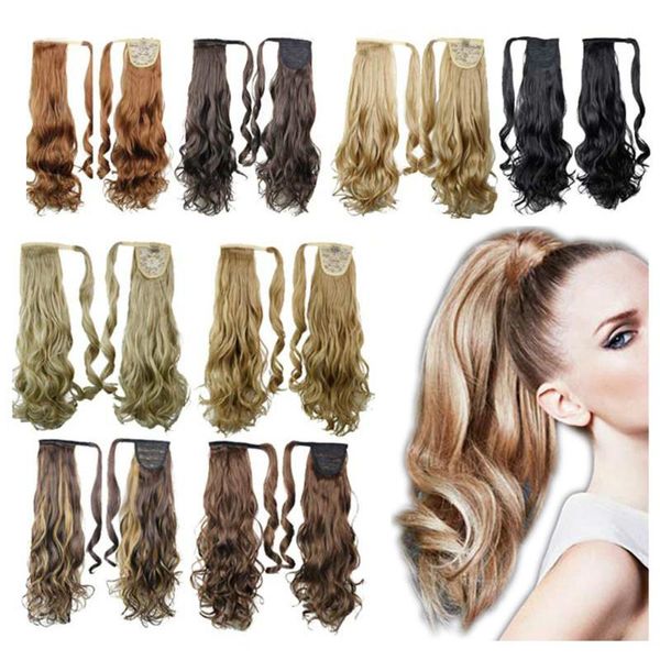 

synthetic wigs soowee 10 colors hair wavy clip in ponytail hairpiece fake pony tails ponytails pieces, Black