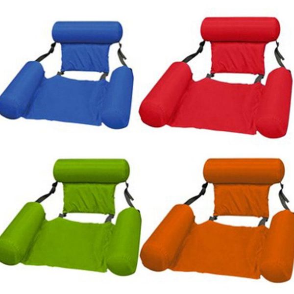 

pool & accessories water sports hammock pvc summer inflatable foldable floating row backrest air mattresses bed easy carrying lounger chair