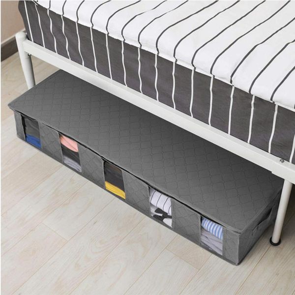 

foldable under bed bags pack 5 grid under bed storage boxes thick breathable underbed clothes storage bags zippered organizer