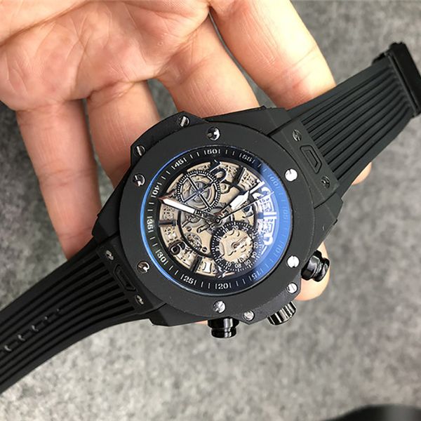 

men watch quartz movement automatic date calendar all dial work leather rubber strap outdoor sports business montre de luxe designer watches, Slivery;brown